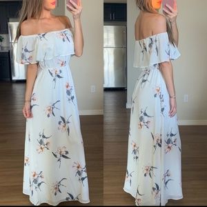 NWT Sugarlips White floral off shoulder maxi
